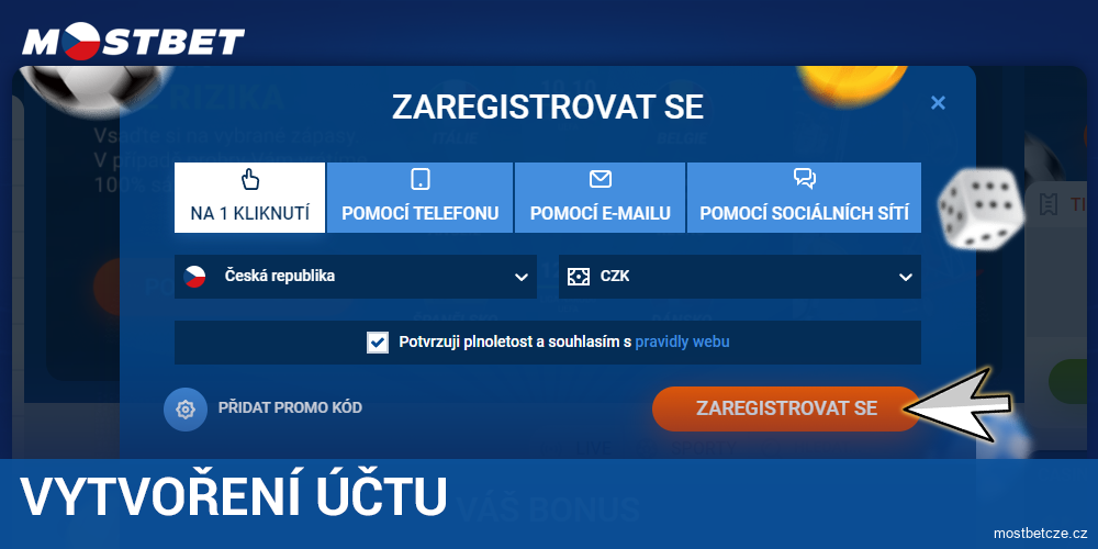 Zaregistrovat se v kasinu Mostbet Česká republika
