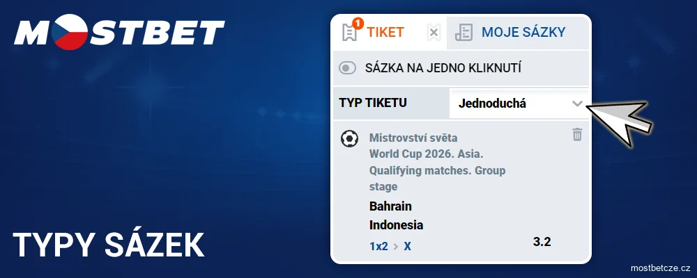 Možnosti sázek pro sázkaře Mostbet Česko
