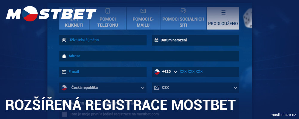 Plná registrace na Mostbet CZ